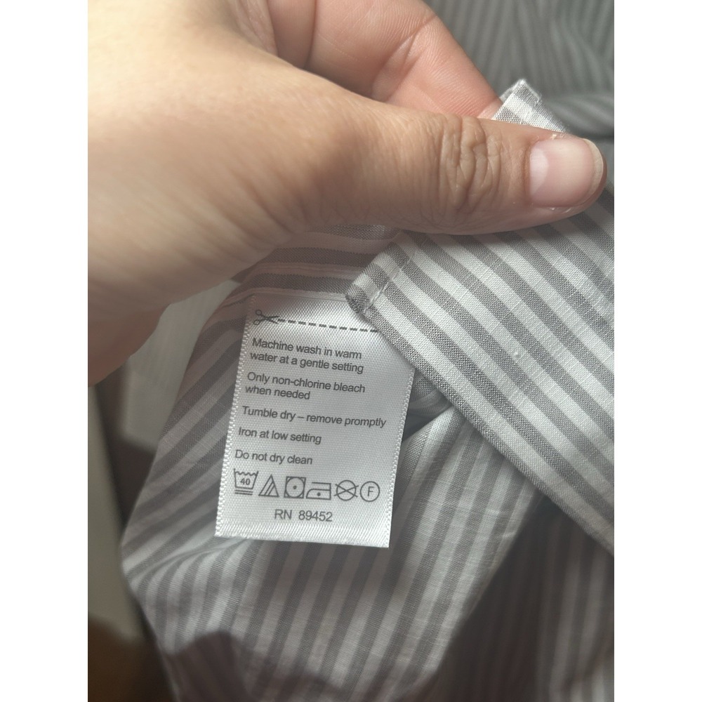 Lorenzo Uomo dress shirt Light Grey & White Stripe Trim Fit Size 15.5 And 34/35 - Picture 4 of 9